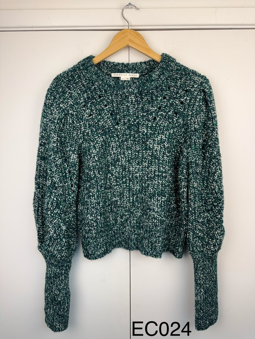 Veronica Beard Roopa Puff Sleeve Sweater Petrol Multi M